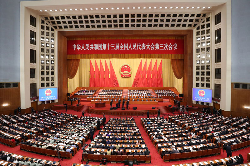 5月25日，十三屆全國人大三次會議在北京人民大會堂舉行第二次全體會議。